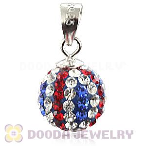 Sterling Silver 10mm Czech Crystal British Flag Pendants Wholesale