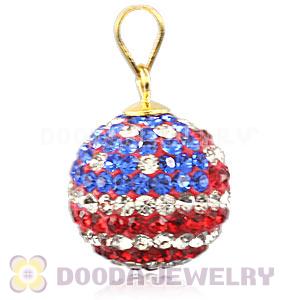 14mm Gold Plated Silver Czech Crystal Flag Of USA Pendants Wholesale