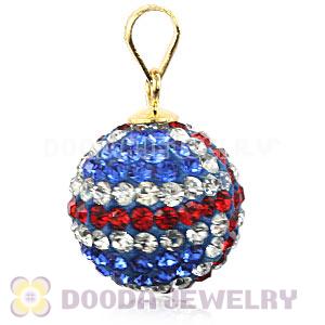 14mm Gold Plated Silver Czech Crystal British Flag Pendants Wholesale