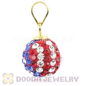 Gold Plated Silver 10mm Czech Crystal Flag Of USA Pendants Wholesale