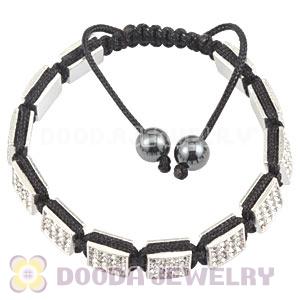 Handmade Pave Crystal Square Alloy Bracelets With Hematite