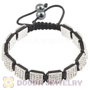 Handmade Pave Crystal Square Alloy Bracelets With Hematite