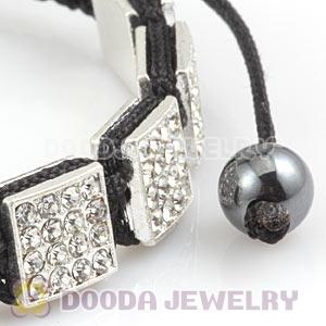 Handmade Pave Crystal Square Alloy Bracelets With Hematite