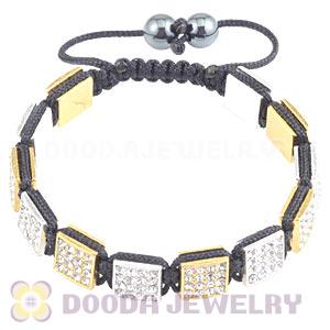 Handmade Pave Crystal Square Alloy Bracelets With Hematite