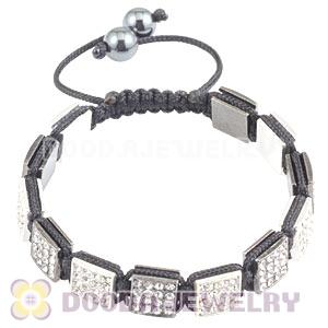 Handmade Pave Crystal Square Alloy Bracelets With Hematite