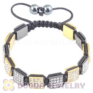 Handmade Pave Crystal Square Alloy Bracelets With Hematite
