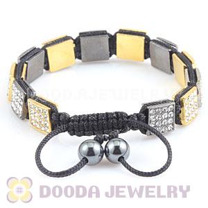 Handmade Pave Crystal Square Alloy Bracelets With Hematite