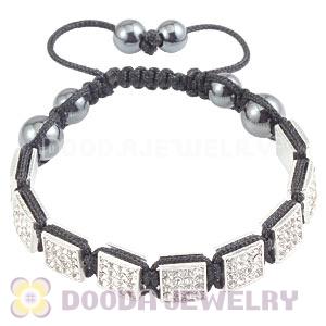 Handmade Pave Crystal Square Alloy Bracelets With Hematite