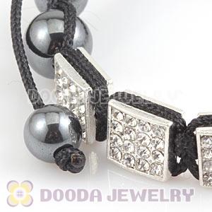 Handmade Pave Crystal Square Alloy Bracelets With Hematite