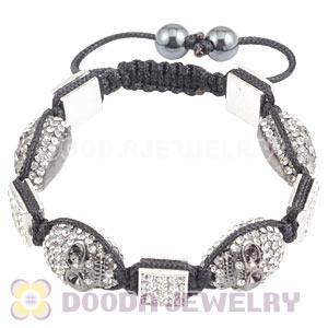 Handmade Pave Crystal Square Alloy Bracelets With Skull Bead