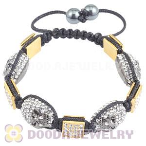 Handmade Pave Crystal Square Alloy Bracelets With Skull Bead