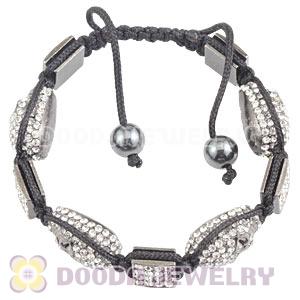 Handmade Pave Crystal Square Alloy Bracelets With Skull Bead