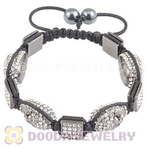 Handmade Pave Crystal Square Alloy Bracelets With Skull Bead