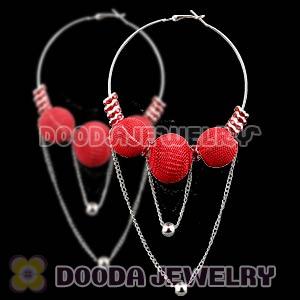 70mm Basketball Wives Mesh Hoop Earrings Wholesale With Spacer Beads 