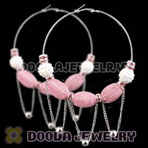 80mm Basketball Wives Mesh Hoop Earrings Wholesale With Spacer Beads 