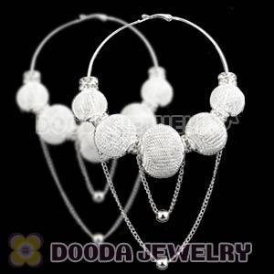 80mm Basketball Wives Mesh Hoop Earrings Wholesale With Spacer Beads
