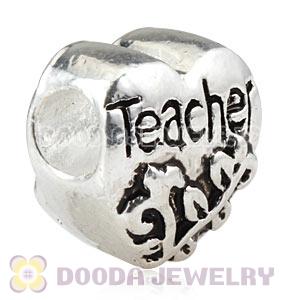 Wholesale Silver Plated European Teacher Heart Charms Bead 