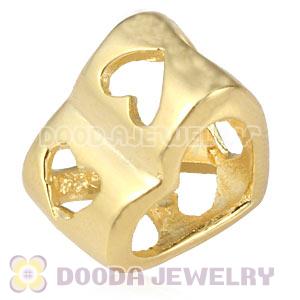 Gold Plated Sterling Silver European Open Heart Charm Beads Wholesale