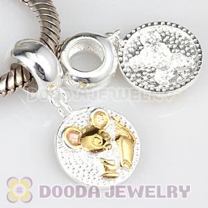 Gold Plated Sterling Chinese Zodiac Rat Dangle Charm Bead Wholesale
