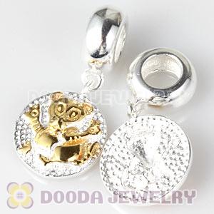 Gold Plated Sterling Silver Chinese Zodiac Tiger Dangle Charm Bead Wholesale