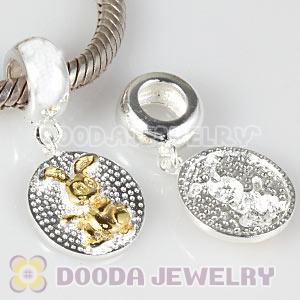 Gold Plated Sterling Silver Chinese Zodiac Rabbit Dangle Charm Bead Wholesale