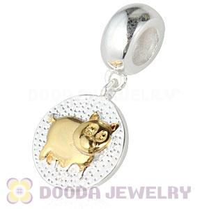 Gold Plated Sterling Silver Chinese Zodiac Pig Dangle Charm Bead Wholesale