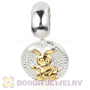 Gold Plated Sterling Silver Chinese Zodiac Rabbit Dangle Charm Bead Wholesale