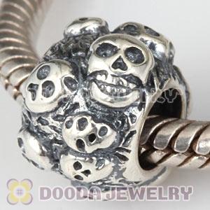 Sterling Silver European Skull Charm Beads For Halloween 