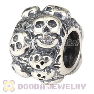 Sterling Silver European Skull Charm Beads For Halloween 