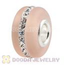 Frosted Glass Silver Core Bead With Austrian Crystal For European Bracelet