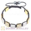 Handmade Pave Crystal Square Alloy Bracelets With Hematite