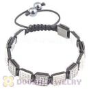Handmade Pave Crystal Square Alloy Bracelets With Hematite