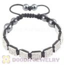 Handmade Pave Crystal Square Alloy Bracelets With Hematite