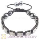 Gun Black Handmade Pave Crystal Square Alloy Bracelets With Hematite
