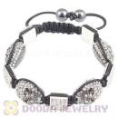 Handmade Pave Crystal Square Alloy Bracelets With Skull Bead