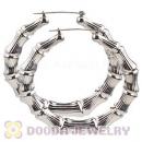 85mm Black Basketball Wives Bamboo Hoop Earrings Wholesale