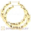 85mm Gold Basketball Wives Bamboo Hoop Earrings Wholesale