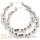 90mm Platinum Plated Basketball Wives Bamboo Hoop Earrings Wholesale
