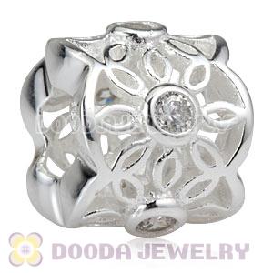 Authentic Sterling Silver European Radiance Charm Beads With White CZ Stones