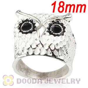 Wholesale 18mm Unisex Silver Plated Enamel White Owl Finger Ring 