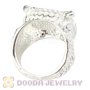 Wholesale 19mm Unisex Silver Plated Enamel White Owl Finger Ring 