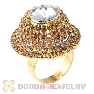 Wholesale Gold Plated Yellow Crystal Finger Rings For Men
