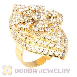 Wholesale Gold Plated White Crystal Flower Ring For Women 