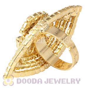 Wholesale Gold Plated White Crystal Flower Ring For Women 