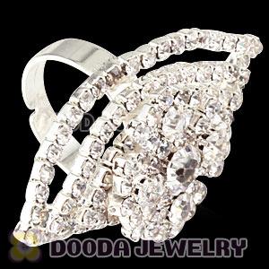 Wholesale Silver Plated White Crystal Flower Ring For Women 