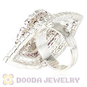 Wholesale Silver Plated Crystal Flower Ring For Women 