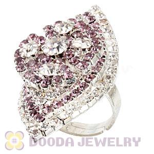 Wholesale Silver Plated Crystal Flower Ring For Women 