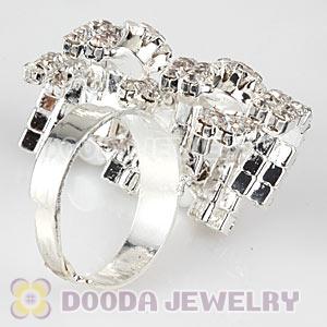 Wholesale Unisex Silver Plated White Crystal Finger Ring  
