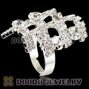 Wholesale Unisex Silver Plated White Crystal Finger Ring  