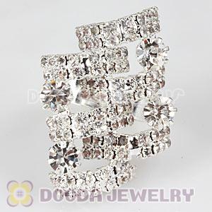 Wholesale Unisex Silver Plated White Crystal Finger Ring  